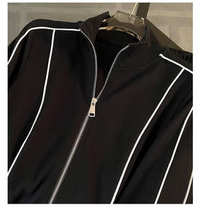 طقم أزياء خريفي مقاسات <span class=keywords><strong>M</strong></span>-3XL: سترة بسحاب وياقة ومعطف وبنطلون واسع الساقين، طقم من قطعتين للاسترخاء - Product Image 3