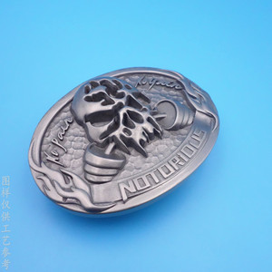 Hebilla de cinturón retro de acero inoxidable con calavera, hebilla de placa vintage en relieve 3D para ropa deportiva - Product Image 1