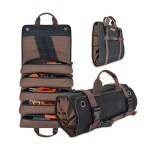 Borsa Porta Attrezzi Arrotolabile Resistente con 5 Tasche con Cerniera, Organizzatore Multiuso in Tela per Elettricisti, Meccanici, Falegnami - Product Image 6