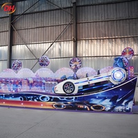 Manège mobile Double Wave Flying Car, équipement de fête foraine portable pour l'extérieur, vente en gros, support après-vente fiable