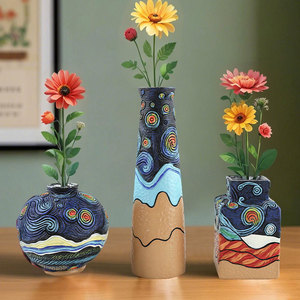 Vases en résine inspirés de la Nuit étoilée de Van Gogh, <span class=keywords><strong>vase</strong></span> de table moderne et écologique pour la décoration de la maison - Product Image 5