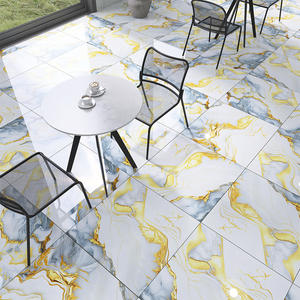 Ubin Lantai Marmer Mewah Ukuran 600x600 Glossy Putih Marmer Emas Vitrified untuk Dinding Interior Anti-Selip Keramik Porselen untuk Ruangan - Product Image 5