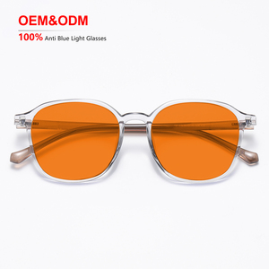 Lunettes de mode de haute qualité OEM, anti-lumière bleue à 100 %, noires, unisexes, verres orange, monture TR90, forme carrée, légères, vente en gros - Product Image 1
