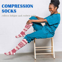 Chaussettes de sport Compports Scrub Design à sublimation pour la randonnée, la course à pied, le cyclisme, chaussettes de compression 20-30 mmHg, hauteur genou