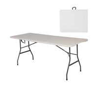 Maßgefertigter Günstiger Tragbarer Outdoor-Klapptisch 6ft Weißer Kunststoff Faltbarer Gartentisch Modernes Design für Essen Events Party