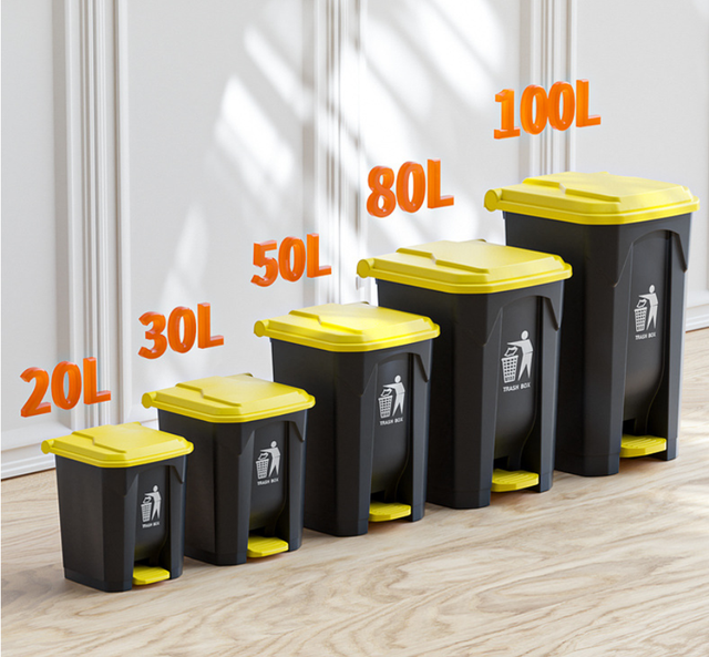 Foot-operated Pedal Type Trash Can Commercial Large-capacity Hotel Large Size Outdoor Drop Shipping Foot Plastic Kitchen