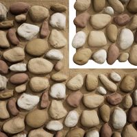 Panel Dinding 3D Motif Batu Kerikil Poliuretan, Veneer Batu Palsu untuk Eksterior Interior, Lapisan Batu untuk Latar Belakang