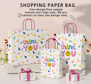 Bolsa de Papel para Compras Personalizada Reciclada con Impresión Flexográfica/Tinta de Soya/Impresión Digital, Bolsa de Papel Artístico con Logotipo - Product Image 3