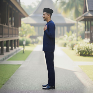 Baju Melayu Teluk Belanga Exclusif Borong, Coton Sans Repassage, Style Allemand Raya 2025, Respirant, Vente en Gros Directe, Stock Prêt à Expédier - Product Image 2