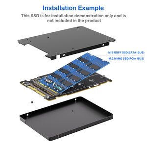 Adattatore HLT 2-in-1 da M.2 NVME/NGFF SSD a U.2 SFF-8639 con custodia in alluminio per server, NAS e desktop da 2,5 pollici - Product Image 2