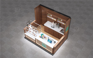 Kiosque de café tendance pour centre commercial, mobilier personnalisé en bois, idées de design créatif - Product Image 6