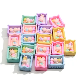 Kunstmatige Kawaii 3D Baby Bed Hars Miniaturen Kids Meisjes Poppenhuis Speelgoed Fotografie Prop Sieraden Accessoire Leverancier