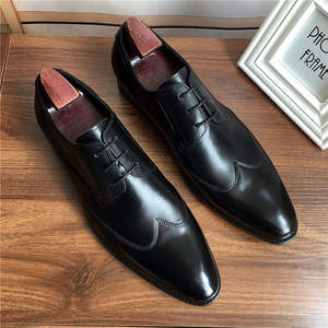 Nuevos zapatos de cuero británicos con cordones y punta en pico, zapatos formales de negocios Brook, zapatos de moda de cuero para jóvenes hombres. - Product Image 6