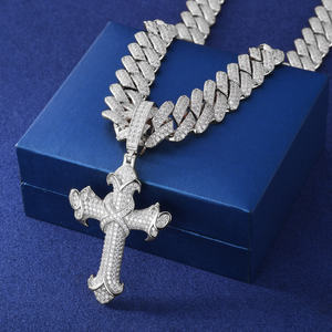 패스 다이아몬드 테스터 힙합 VVS Moissanite 펜던트 아이스 아웃 925 스털링 실버 럭셔리 크로스 펜던트 골드 쥬얼리 남성용 - Product Image 4