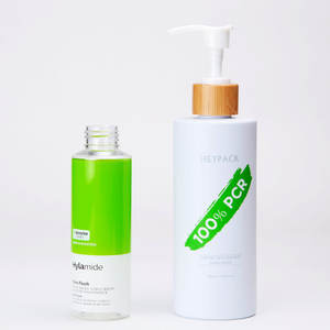 Heypack Brand Wholesale Additifs biodégradables personnalisés et bouteilles de soins de la peau en plastique PET PCR avec bouchons en bambou - Product Image 1