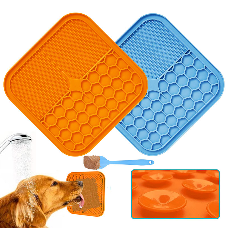 pet supplies bathing distraction pad dog silicone slow feeder treat dispenser square pet dog lick mat