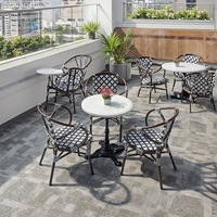 Meubles de loisirs en plein air de haute qualité Table à thé en marbre en aluminium PE rotin Restaurant chaises d'extérieur hôtel salle à manger utilisation extérieure