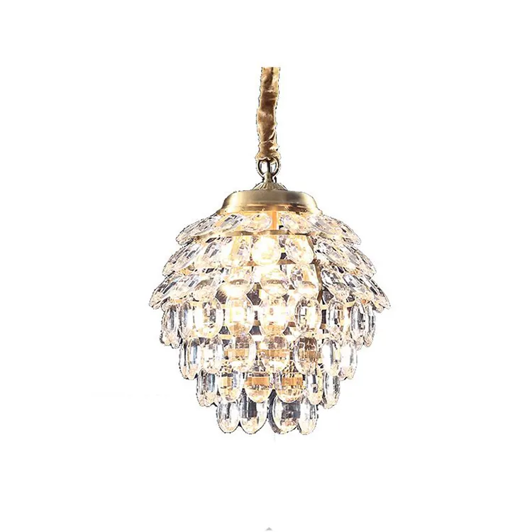 Home Decorative Living Room Small Size Hanging Lamp k9 Crystal Pendant Gold Lamp Lobby Modern for Bathroom