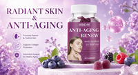 Gummies de beauté anti-âge OEM avec Resvératrol et Quercétine pour une peau plus jeune, 60 unités, antioxydant pour adultes