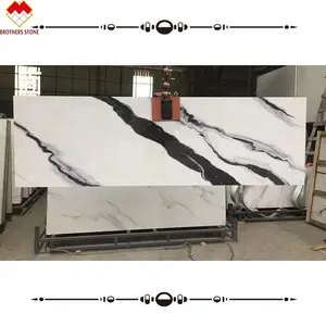 सस्ते इनडोर कृत्रिम पत्थर पांडा सफेद संगमरमर नज़र पेंटिंग Sintered के लिए चीनी मिट्टी के बरतन पत्थर Countertop और दीवार पृष्ठभूमि