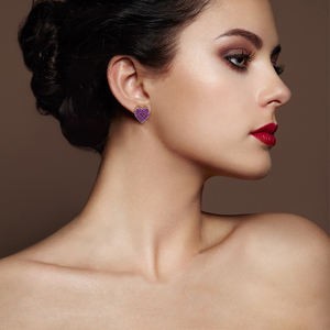 YILUN Bijoux romantiques en zircon cubique rose Boucles d'oreilles en forme de cœur en argent sterling 925 pour filles - Product Image 5