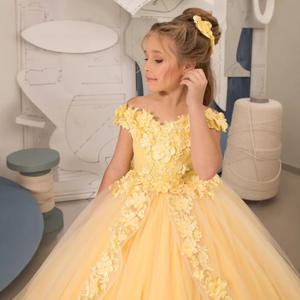 ML081 Vestido de <span class=keywords><strong>princesa</strong></span> de encaje, gasa y satén, largo midi, con efecto ilusión, para comercio exterior, ideal para actuaciones, cumpleaños, niñas de las flores y bodas, con diseño abullonado - Product Image 3