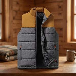 Gilet zippé imprimé personnalisé, style streetwear, séchage rapide, respirant, en toile d'hiver, tendance usine, motif bomber - Product Image 2