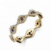 Gemnel Fashion 925 Plata 0,1 Micrones Oro Vermeil Diamante Eternity Devil Eye Turquesa Anillo