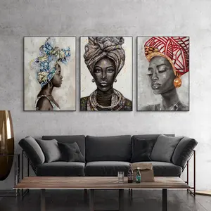 African Women Portrait Handmade Oil Painting Print On Canvas Custom Home Decor Luxury Wall Art