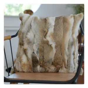 Cuscino in pelliccia di coniglio fodera per cuscino in pelliccia di lusso dall'aspetto naturale di alta qualità