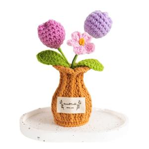 Jarrón de Tulipanes Tejido a Mano Personalizado, Decoración de Escritorio, Flor Artificial de Hilo, Cerámica, Adorno de Flor Eterna, Flor de Ganchillo - Product Image 5