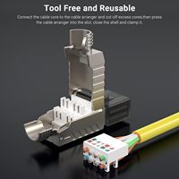 Conector Modular sin Herramientas FTP STP CAT6A CAT7 CAT8, Corriente Nominal de 10A, Magnético, Autoenrollable, Cobre Puro, 8P8C, 8 Pines, para Redes