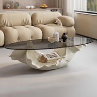Table basse en verre moderne haut de gamme, design artistique, une seule feuille, mobilier de luxe pour salon