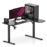Meja Gaming Esport Multifungsi Bentuk L JOHOOFURNITURE L08, Kayu Metal, Lampu LED RGB, Lipat, Dapat Diperpanjang, untuk Kantor dan Rumah