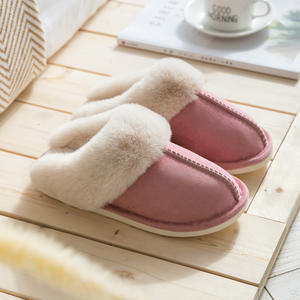 Vendita calda soffice e morbida casa interna calda per pantofole da donna antiscivolo in camoscio in cotone scamosciato con pelliccia di peluche per ragazze <span class=keywords><strong>La</strong></span> - Product Image 1