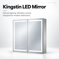 Kingstin Élégante Armoire Miroir LED Murale, Antibuée, Étagères en Verre et Dimensions sur Mesure pour Projets de Salle de Bain