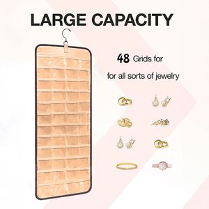 Foldable Hanging Jewelry Organizer Double Sided Storage Roll Bags with Metal <b>Hook</b> Flexible Fabric for Living Room - Product Image 6
