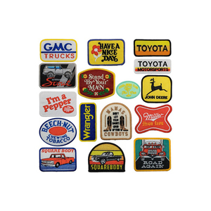Vente en gros de nombreux modèles de patchs brodés pour casquettes de camionneur, rose, bleu, <span class=keywords><strong>rouge</strong></span>, patchs à repasser pour casquettes - Product Image 1