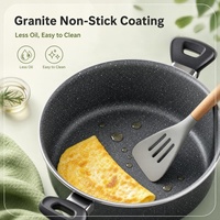 Juego de Ollas y Sartenes de Cocina de 12 Piezas de Granito Antiadherente con Tapas de Vidrio, Compatible con Inducción