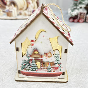 Cabane en bois vintage de style nordique, <span class=keywords><strong>maison</strong></span> de village de Noël, décoration de Noël, fournitures de décoration de Noël - Product Image 6