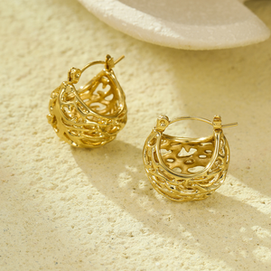 Pendientes de Acero Inoxidable con Forma de Nido de Pájaro Calado en U, Estilo Retro Francés, de Titanio - Product Image 2