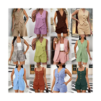 Ensemble deux pièces rayé sans manches pour femme, collection été 2026 YK2, style décontracté, streetwear, club, loungewear, ensembles assortis, vente en gros
