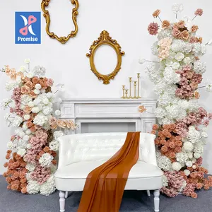 الوعود تصميم جديد ديكور حفلات الزفاف خلفية الزهور مخصصة زهرة الهيدرانج الاصطناعية قوس زهور للبيع
