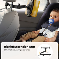 Soporte Universal de Coche Lamicall CH06 para Tablet con Brazo Extensible Biaxl y Rotación 360, Montaje en Asiento Trasero para Niños, Cuna para Reposacabezas