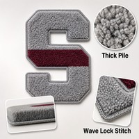 Grande écusson lettre brodée en chenille, 5 pouces, 3D gonflée, gris chiné et bordeaux, thermocollante pour sweat à capuche, veste universitaire, personnalisable