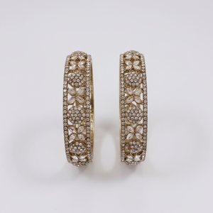 Elegant <b>Gold</b> Plated Crystal Stone Bracelets and <b>Bangles</b> <b>Set</b> Luxury Jewelry Collection for Women for Parties Weddings Festivals - Product Image 2
