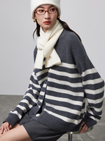 0310805 Cardigan simple et élégant pour femme, 100% coton, long, toutes saisons, en laine de mouton, tricoté, couleur unie, pull, manteau d'automne pour femme
