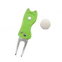 Offre Spéciale pliable nettoyant magnétique rétractable Swith lame accessoires de Golf réparation de Golf divot pas fourche Golf divot outil