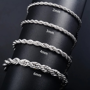 Pulsera y Brazalete de Cadena de Cuerda de Acero Inoxidable para Mujer y Hombre, Joyería de Metal en Color Oro/Plata, Accesorios de Moda, Regalo DIY - Product Image 5