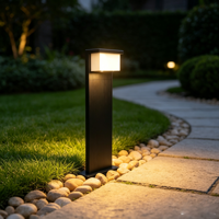 Lampe de jardin LED extérieure moderne, lampadaire de jardin noir rectangulaire, éclairage de chemin pour villa, cour et aménagement paysager